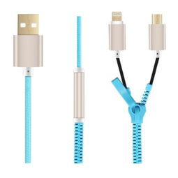 奇克摩克二合一拉鏈數(shù)據(jù)線 充電線 適用于三星 華為 小米 酷派等安卓接口 蘋果iphone 5 5s 6 6plus 藍(lán)色充電器 數(shù)據(jù)線產(chǎn)品圖片1